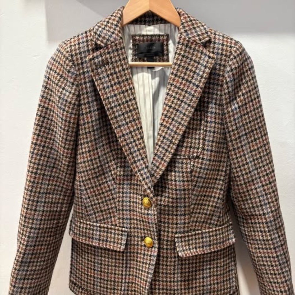 J Crew Rhodes Houndstooth Wool blazer